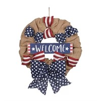 4th of July Hanging Burlap Wreath AZ8