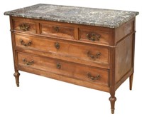 FRENCH LOUIS XVI PERIOD MARBLE-TOP WALNUT COMMODE