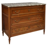 FRENCH LOUIS XVI MARBLE-TOP MAHOGANY COMMODE