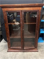 SOLID WOOD CURIO GLASS ANTIQUE CABINET