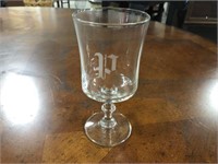 13 PCS: Clear Goblets with a "P" Etched on it