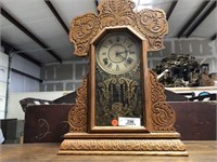 22" Tall Wooden Kitchen Clock with Carved