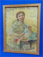Tetley Tea Original Antique Tin Sign Framed ,