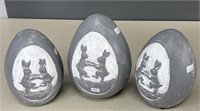 3 Ceramic Easter Bunny Eggs