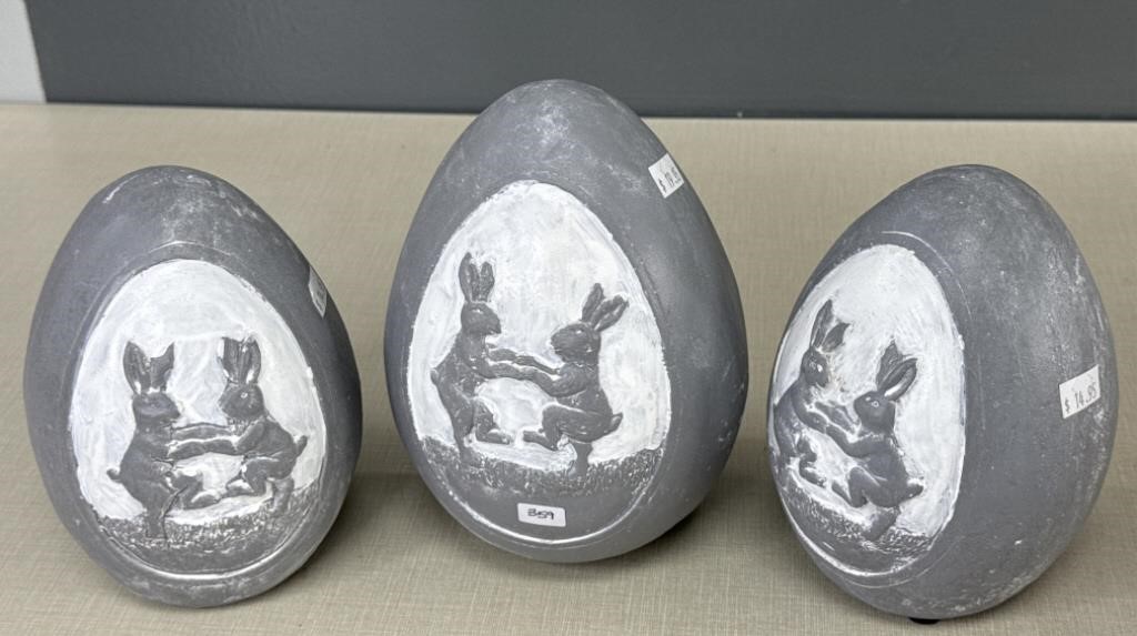 3 Ceramic Easter Bunny Eggs