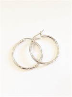 .925 Silver 1" Hoop Earrings   A