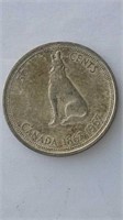 1967 Canada Silver Wolf 50 Cent Coin