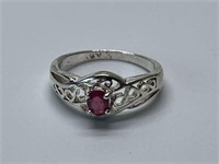 STERLING SILVER RING WITH RUBY SIZE 9