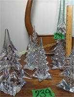 7 Crystal Christmas Trees. Up To 11" Tall