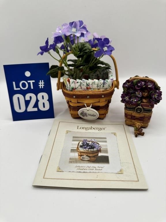 Longaberger Miniature Violet Basket & Boyds Bear