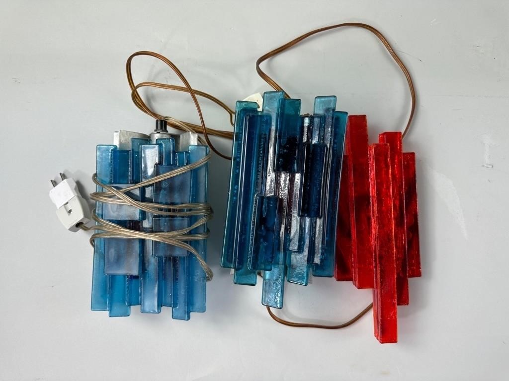 Vintage 1960s Claus Bolby Blue and Red Sconces