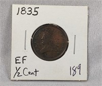 1835 Half Cent  XF – Scratches Obverse