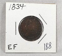 1834 Half Cent  XF