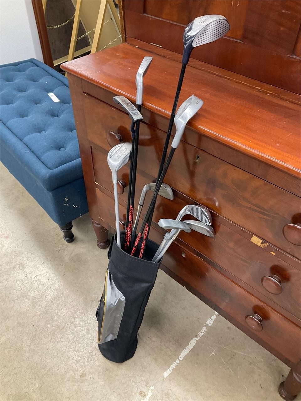 Golf clubs and bag