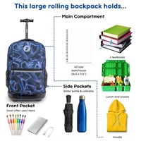 Sunrise Rolling Backpack. Roller Bag with Wheels,