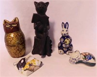 Polish Pottery rabbit & cat figurines and more