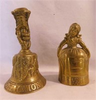 2 brass bells, tallest is 6" - Brass donkey, 4.5"