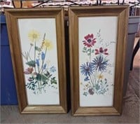 Set of four 1970 dried floral watercolor art