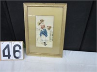 Framed Monogrammed Water Color Painting
