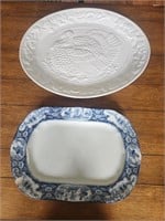 16" Platter asian blue design & 19" turkey