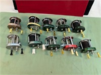 *LOT OF 10 VINTAGE BAIT CASTING REELS