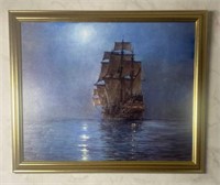 Framed Print on Canvas Tall Ship