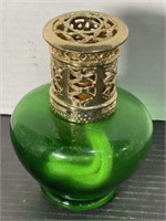 VINTAGE FRAGRANCE OIL LAMP EMERALD GREEN GLASS
