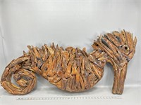 Huge handmade driftwood seahorse