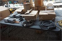 Table lot Misc electric Boxes, Cable, enclosures