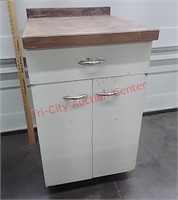 >Industrial Metal Cabinet, butcher block top