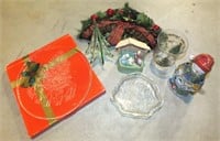 ART GLASS TREE, SNOWMAN CANDLE HOLDER & MORE