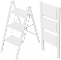 $51  3 Step Ladder  Folding Step Stool  White