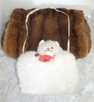 CAT MUFFLER AND MITTENS AND MINK MUFF