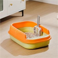 ZuHucpts Open Cat Litter Box (Orange  20x14x6 in.)