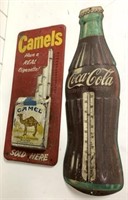 Pair of Thermometers Coca-Cola / Camel Cigs