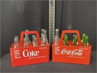 Pair of Vintage Plastic Coke Crates w/ Bottles