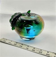 HEAVY 6 inch blown Art Glass Multi Color Apple