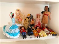 GROUP OF DOLLS INCLUDING AMERICAN INDIAN, ART