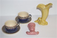Polish Pottery Cups/Saucers