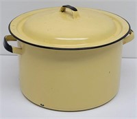 Enamel Yellow & Black Vintage Pot Kettle