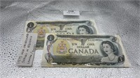 1973 gem uncirculated in sequence Canadian $1