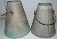 2 Cone Shaped Pails, 1 is copper