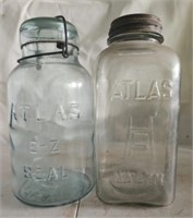 2 vintage large Atlas glass jars
