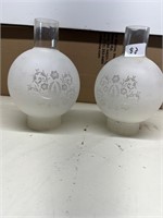 2 FROSTED OIL LAMP GLOBES 9" TALL