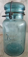 Vintage blue glass Luster jar