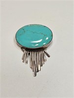 VINTAGE MEXICO STERLING & TURQUOISE PIN