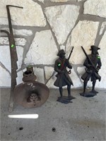 2 Colonial Metal Figures 12+ inchs, Old Lamp and e