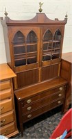 Inlaid Mahogany Desk (W/ Bookcase Top)