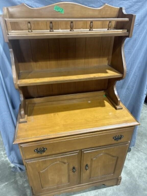 Maple 2 piece hutch 
57.5 tall
17 wide 
34