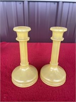 Vintage yellow glass candle holders
